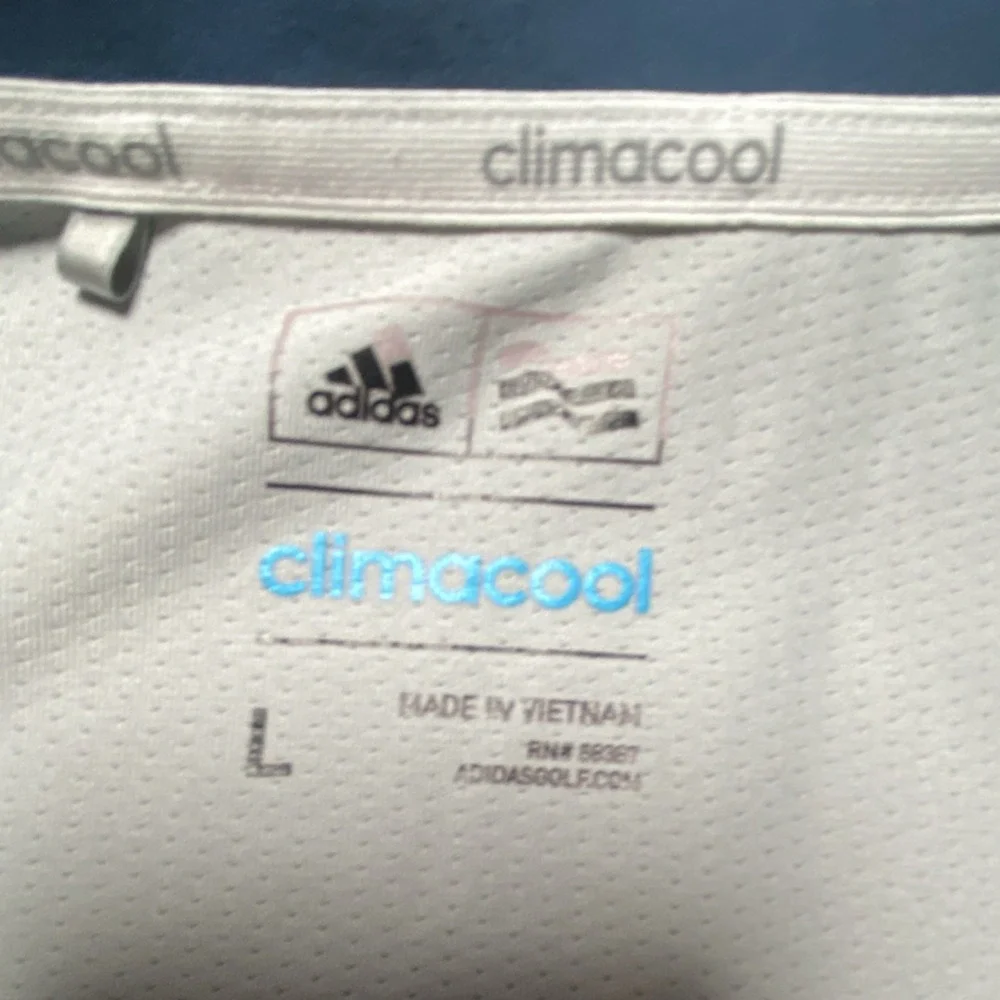 adidas climacool Polo Shirt Men L Light Gray Blue Short Sleeve Logo